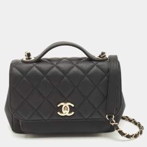 Pre Owned Chanel Black Caviar Leather Small Business Affinity Flap Bag