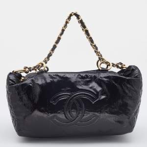 Pre Owned Chanel Black Patent Vinyl Rock and Chain Bag