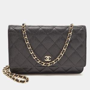 Chanel Black Quilted Caviar Leather WOC Clutch Bag