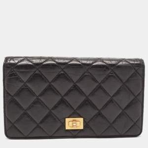 Chanel Black Quilted Leather Reissue 2.55 Long Wallet