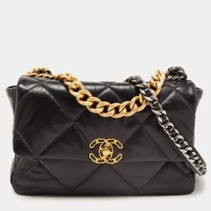 Pre Owned Chanel Black Leather Chanel 19 Flap Shoulder Bag