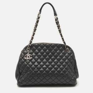 Pre Owned Chanel Black Quilted Caviar Leather Medium Just Mademoiselle Bowler Bag