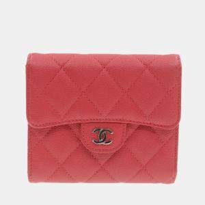 Chanel Pink Caviar Leather flap Wallet 