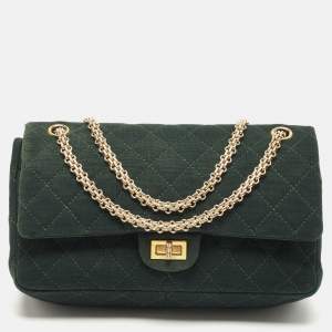 Chanel Emerald Green Quilted Jersey Reissue 2.55 Classic 226 Flap Bag