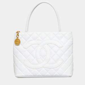 Chanel White Caviar Medallion Tote