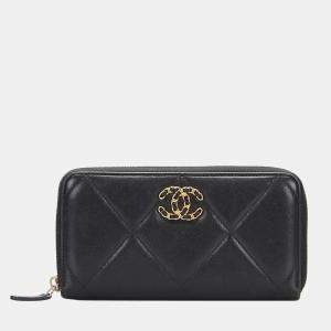 Chanel Black 19 Zip Around Long Wallet