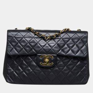 Chanel Black Jumbo XL Classic Lambskin Maxi Single Flap