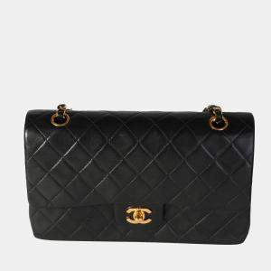 Chanel Vintage Black Quilted Lambskin Classic Medium Double Flap