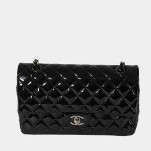 Chanel Black Patent Medium Classic Double Flap