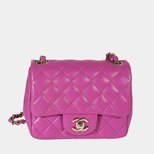 Chanel Purple Quilted Lambskin Mini Square Classic Flap Bag