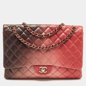 Chanel Ombre Pink Quilted Leather Maxi Classic Single Flap Bag