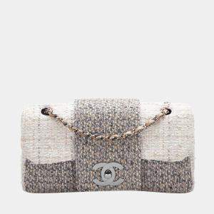 Chanel Grey CC Tweed Single Flap Bag