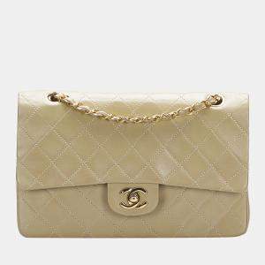 Chanel Beige Medium Classic Lambskin Double Flap Bag