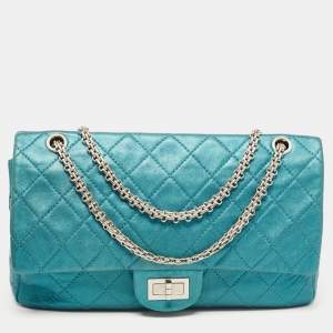 Chanel Metallic Green Quilted Leather 227 Reissue 2.55 Flap Bag