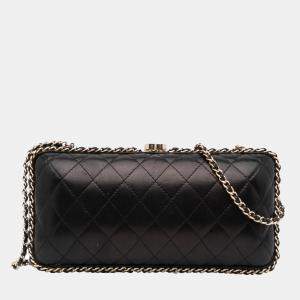 Chanel Black Quilted Lambskin Chain Around Clutch