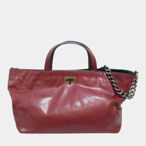 Chanel Red Caviar Leather Reissue Chain Tote Bag