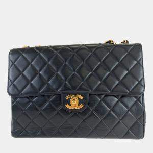 Chanel Black Leather Jumbo Classic Single Flap Bag