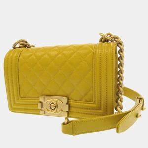 Chanel Yellow Caviar Leather Small Boy Flap Bag