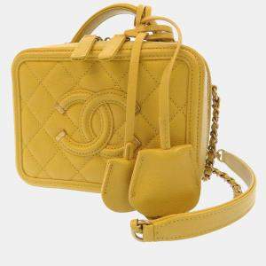 Chanel Yellow CC Filigree Vanity Case