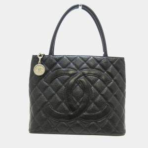 Chanel Black Caviar Leather Medaillon  tote Bag