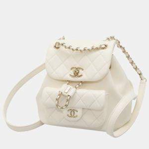 Chanel White Leather Small Duma Backpack