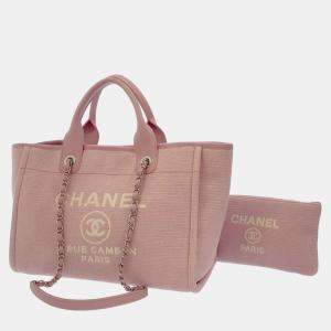 Chanel Pink Canvas Medium Deauville Tote Bag