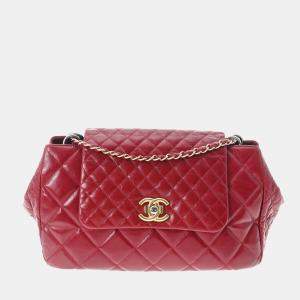 Chanel Red Leather CC Flap Shoulder Bag