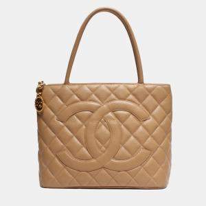 Chanel Beige Caviar Leather Medallion Tote bag