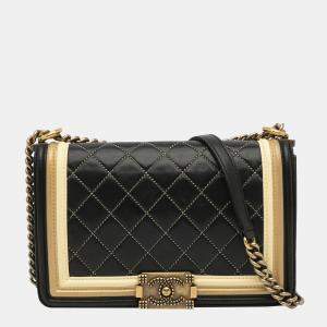 Chanel Black Medium Boy Flap Tricolor