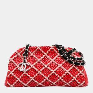 Chanel Red/Multicolour Small Stitch Just Mademoiselle Bowling Bag