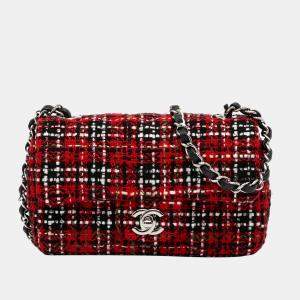 Chanel Red Mini Tweed Single Flap Bag