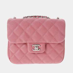 Chanel Pink Leather Mini Sqaure Flap Bag