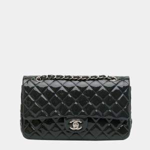Pre Owned Chanel Blue Medium Classic Patent Double Flap