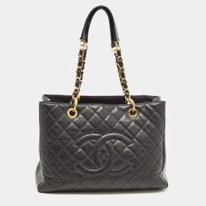 Chanel Black Quilted Caviar Leather GST Shopper Tote