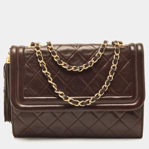 Chanel Dark Brown Quilted Leather Tassel Flap Bag