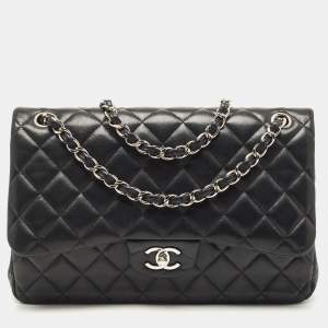 Chanel Black Quilted Leather Jumbo Classic Double Flap Bag