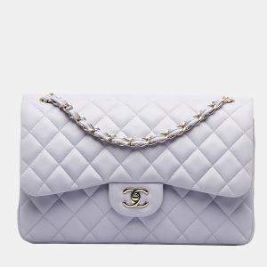 Chanel Purple Jumbo Classic Lambskin Double Flap