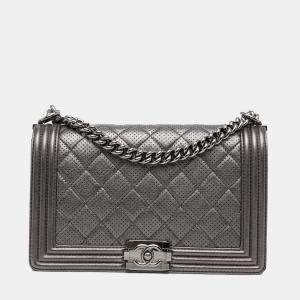 Chanel Silver Medium Boy Flap Bag