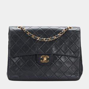 Chanel Black Medium Tall Classic Lambskin Double Flap