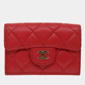 Chanel Red Leather CC Wallet