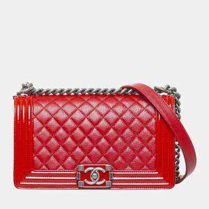 Chanel Red Medium Classic Boy Flap Bag