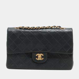 Pre Owned Chanel Black Leather Classic Double Flap Bag