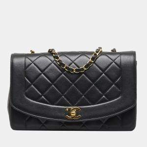 Chanel Black Medium Lambskin Diana Flap