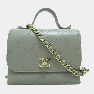 Chanel Grey Matelasse CC Top Handle  Bag