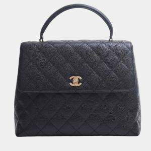 Chanel Black Leather Kelly Top Handle Bag