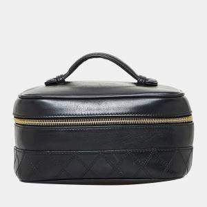 Pre Owned Chanel Black Leather CC Vanity Case Clutch Bag