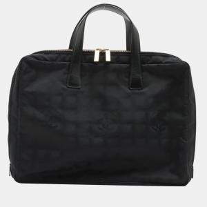 Pre Owned Chanel New Travel Line Nylon & leather Hand bag Black Silver Metal fittings 7962748