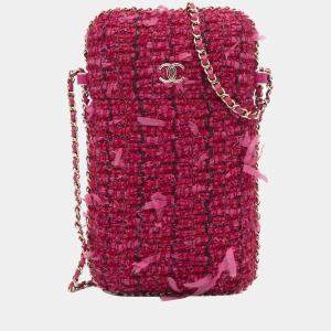 Pre Owned Chanel Red Chain Around Phone Holder Crossbody Bag