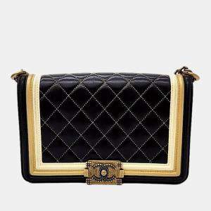 Chanel Black/Gold Leather Boy Flap Bag
