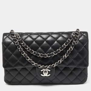 Chanel Black Quilted Leather Medium Classic Double Flap Bag